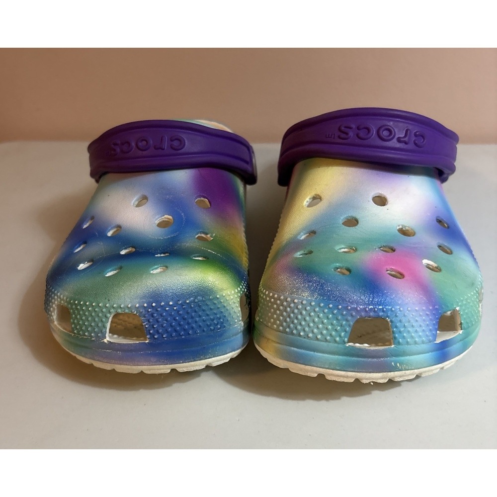 CROCS Classic Vented Clogs ~ Youth Juniors 6 ~ Solarized Tie-Dye Rainbow